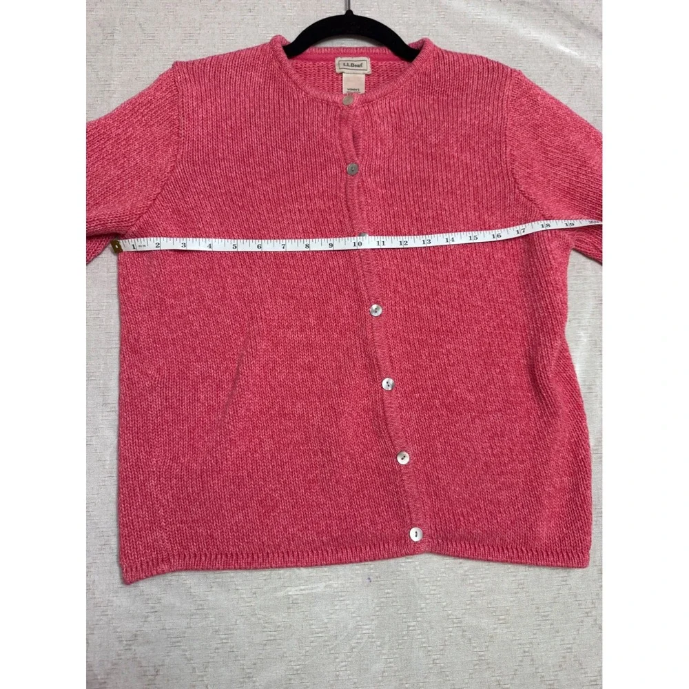L.L.Bean Women M Pink Cozy Cotton Cardigan Durable Craftsmanship Button Front